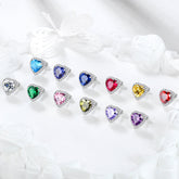 Heart Earrings Women Girls Crystal Birthstone Earrings Stud Jewelry Birthday Gifts Sterling Silver - Aurora Tears Jewelry